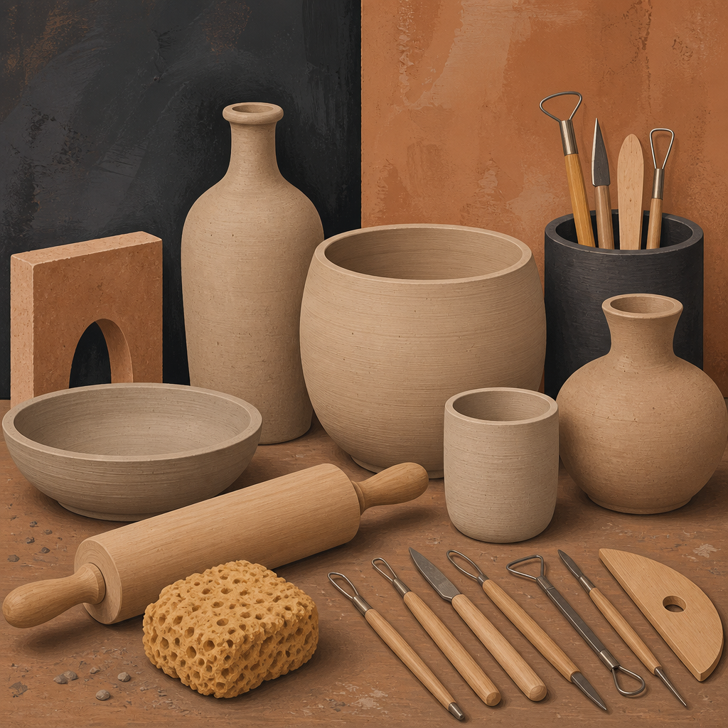 Pottery bench still life